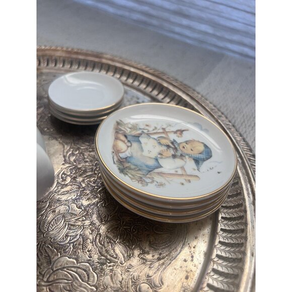 Vintage Reutter Miniature MJ Hummel Mini Porcelain Doll House Tea Set Girl 15 pc - Picture 7 of 8